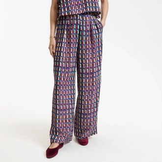 La Redoute Collections Bedrukte broek met wijde pijpen en elastische tailleband