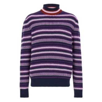 Ferragamo Jacquard Knit Turtleneck Sweater, Size X-Large