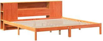 vidaXL Bookcase Bed without Mattress Wax Brown 180x200 cm Super King Solid Wood Pine Vidaxl