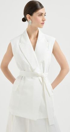 Brunello Cucinelli Poplin belted vest in White at Nordstrom, Size 46 It