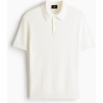 H&M Slim Fit Polo Shirt in White at Nordstrom, Size Xx-Large
