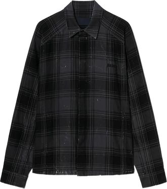 Juun.J Overhemden, Heren, Grijs, M, Katoen, Island Washed Check Coach Shirt