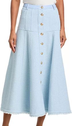 Cinq &agrave; Sept Birdseye Tweed Combo Veena Skirt In Blue