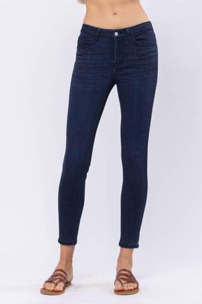 Judy Blue Non Distressed Mid Rise Skinny Jeans In Dark Wash