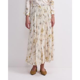 Sportscraft Yara Floral Pleated Midi Skirt in Multi White at Nordstrom, Size 10