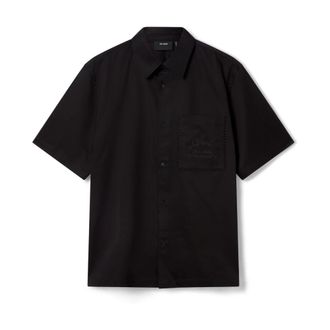 Axel Arigato Short Sleeve Shirts, male, Black, XL, Stitch Embroidered Shirt