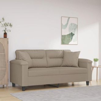 vidaXL Vidaxl - Divano a 2 Posti con Cuscini Tortora 140 cm Tessuto Microfibra