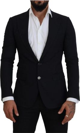 Dolce & Gabbana Zwarte Wol Formele Taormina Blazer - Heren - Business blazers - Zwart - M - Wol - Kostuums