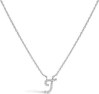 House of Brilliance 10K Gold Diamond Accent A-Z Initial Script Style Pendant Necklace in White | T at Nordstrom