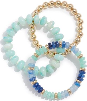 Nordstrom 3-Pack Beaded Bracelets in Blue Multi- Gold at Nordstrom