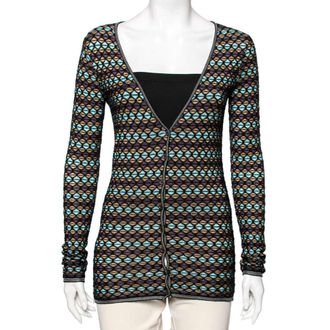 M Missoni Multicolor Patterned Knit Long Sleeve Cardigan