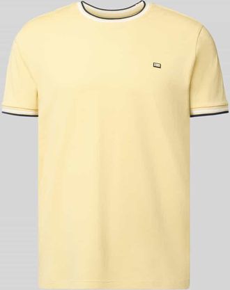 Christian Berg T-Shirt mit Kontraststreifen und Rundhalsausschnitt in Hellgelb, Gr&ouml;&szlig;e 3XL