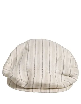 Dolce & Gabbana HAT10046 Striped Linen Flat Cap - Beige
