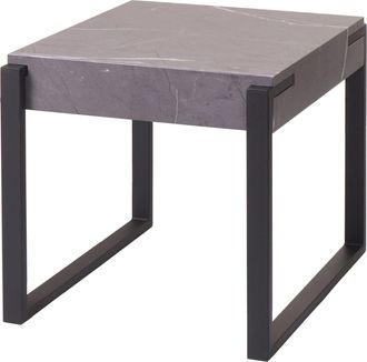 Hhg Mesa Auxiliar Hhg 997, Mesa De Centro Mesilla De Noche Mesa De Sal&oacute;n Mesa De Centro, Metal 51x50x54cm, Aspecto M&aacute;rmol Gris
