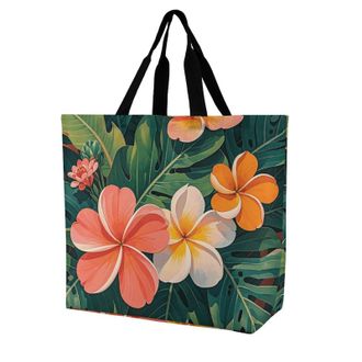 Generic Tropical Flowers And Foliage Shoulder Bag Handle Carry Bag Waterproof Shopping Bags For Yoga Casual Work
