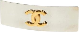 Chanel Pre-owned Accessories, female, Gray, Size: ONE SIZE Pre-owned Coco Mark Barrette Hair Accessory
