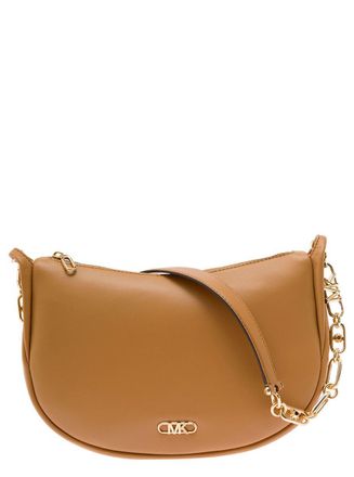 Michael Kors Kendall Beige Shoulder Bag With Metallic Logo In Leather Woman