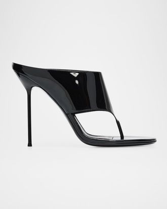 PARIS TEXAS Lidia Patent Leather Stiletto Thong Mule Sandals