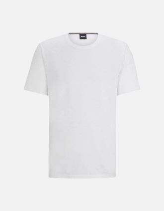 HUGO BOSS Mens Luxe Jersey Crew-Neck Loungewear T-Shirt, White - Size: 44