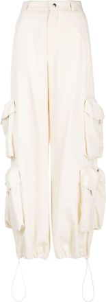 Amiri wide-leg cargo-pockets trousers - women - Cupro/Viscose - 42 - Neutrals