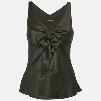 Emporio Armani Black Silk Bow Detail Top