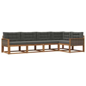 vidaXL Conjunto De Sof&aacute;s De Exterior 5 Pcs Natural Y Antracita Vidaxl