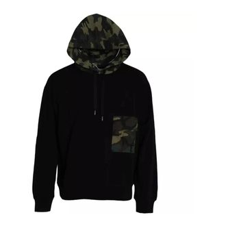 Dolce & Gabbana Camouflage Hooded Sweatshirt with Repaired Sleeve