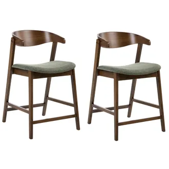 Beliani Conjunto De 2 Sillas De Comedor Estilo Tradicional Con Asiento Tapizado Marr&oacute;n Oscuro Y Verde Lily