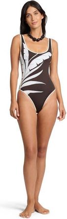Onia Arya High-Cut Leg One-Piece in Espresso/egret at Nordstrom, Size Medium
