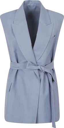 Brunello Cucinelli Gilet met riem - Dames - Gillet - Blauw - S - Kostuums