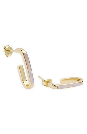 Argento Vivo Elongated Mother-of-Pearl Hoop Earrings in Gold at Nordstrom