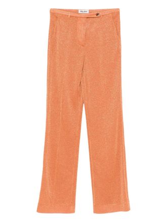 Miu Miu lurex pressed-crease trousers - women - Metallized Polyester/Viscose - 42 - Orange