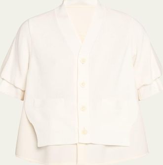 sacai Button-Down Hybrid Knit & Suiting Shirt