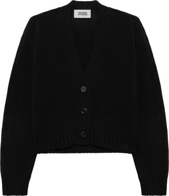 Alpha Studio Black Full-Zip Boxy Cardigan