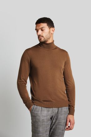 Bugatti Rollkragenpullover BUGATTI, Herren, Gr. XXL, braun (cognac), 100% Wolle, unifarben, regular fit, ohne Ausschnitt, Rippb&uuml;ndchen, Pullover Rollkragenpul
