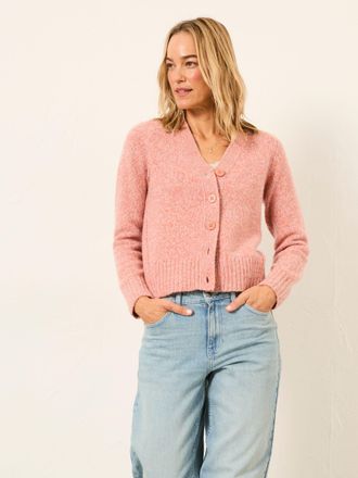 Fat Face FatFace Florrie Pink Fleck Knitted Cardigan