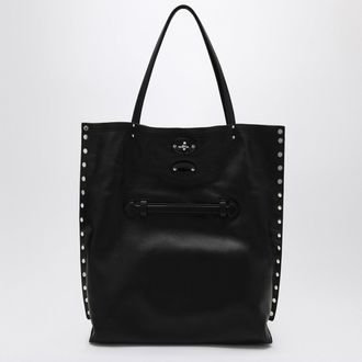 Zanellato Medium Tote Bag A Spasso Black In Leather