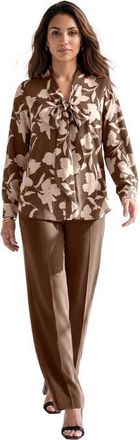 Roaman's Long Sleeve Bow Blouse in Chocolate at Nordstrom, Size 30