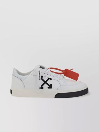 Off-white low top round toe leather sneakers
