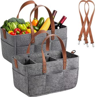 Generic Felt Shopping Bags, Reusable Tote Bags with Compartments, Robust Firewood Bag for Outdoor Trips and Picnic, 16L Capacity, Durable Design