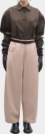 CORDERA Satin Curved Pants In Peach
