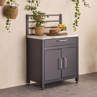 Sweeek Cucina esterna in acciaio 1 cassetto e 1 anta, 80cm
