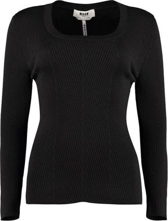 Msgm Zwart Katoen Wol Polyamide Sweater