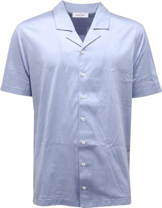 Gran Sasso Short Sleeve Shirt - Heren - Korte mouwen Overhemden - Blauw - XL - Katoen - Overhemden