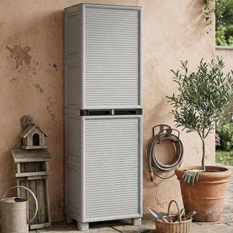 Dmora Armario Exterior O Interior Interno, Gabinete De 1 Puerta Y 2 Estantes De Polipropileno, 100% Made In Italy, 50x39h172 Cm, Color Gris Claro - Dmora