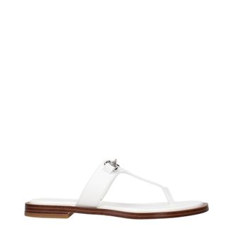 Michael Kors Carson Damens Leder-Flip-Flops Wei&szlig;/Optisches Wei&szlig;