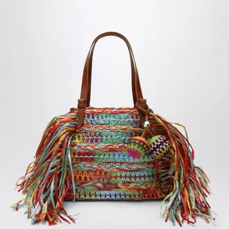 Aquazzura Trancoso tote bag in raffia, multicolor