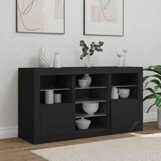 Berkfield Home Sideboard with LED Lights Black 123x37x67 cm | Size: 123 x 37 x 67 cm