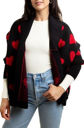 Saachi Textured Heart Cardigan in Black at Nordstrom Rack