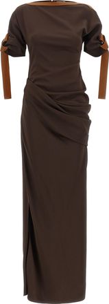 Ferragamo Brown Viscose Long Womens Dress